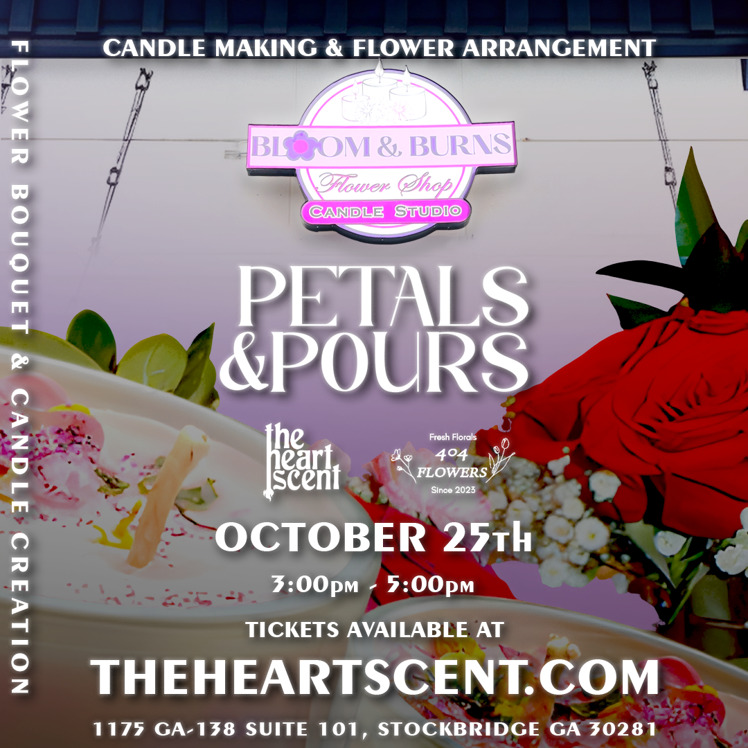 Petals & Pours - (Candle & Flower Arrangement)
